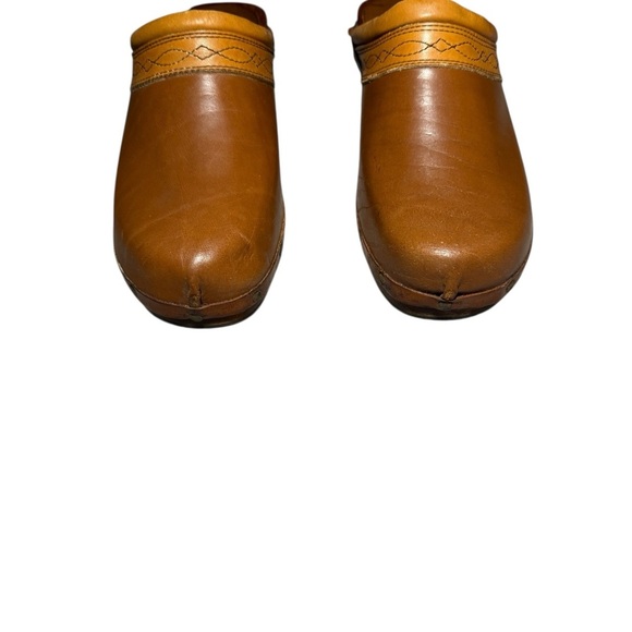 Vintage Father & Son Valleria Cognac Brown Leather Clog Heeled for Women Size 8 - Picture 2 of 10